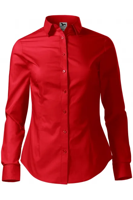 Blusa da donna in cotone a maniche lunghe - rosso, 2XL