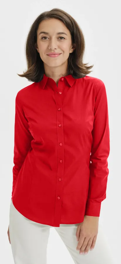 Blusa da donna in cotone a maniche lunghe, rosso Blusa da donna in cotone a maniche lunghe, rosso