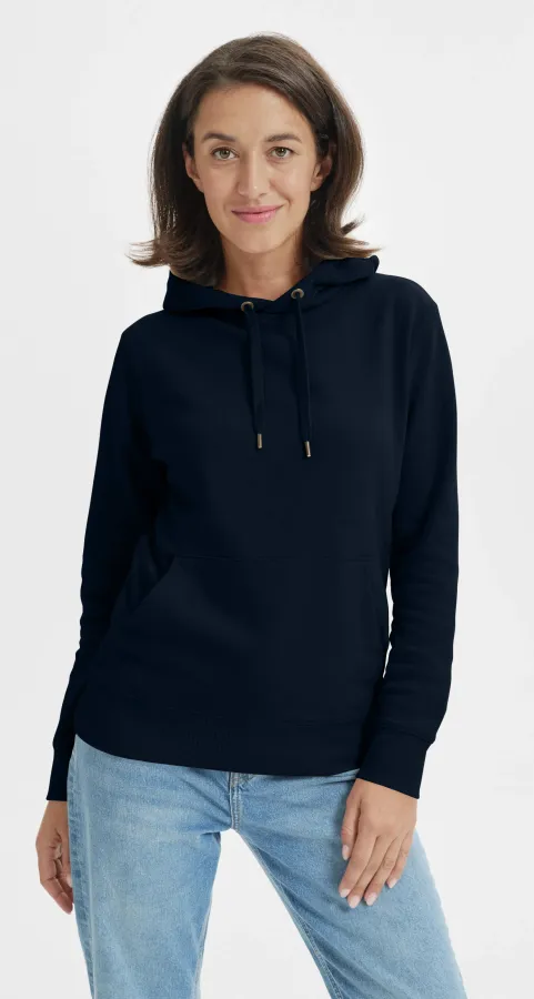 Felpa donna con cappuccio senza zip, blu scuro Felpa donna con cappuccio senza zip, blu scuro