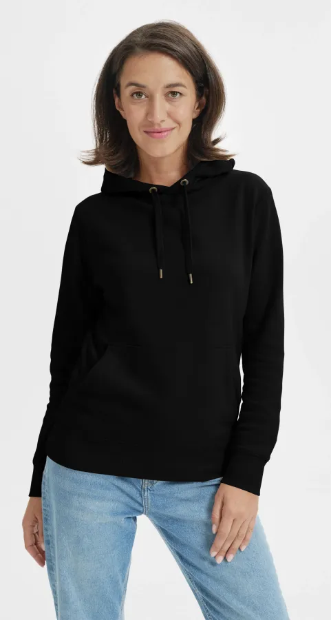 Felpa donna con cappuccio senza zip, nero Felpa donna con cappuccio senza zip, nero