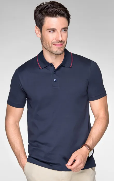 Polo uomo elegante mercerizzata, blu scuro