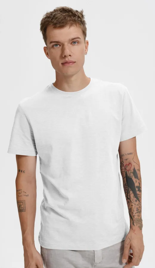 T-shirt da uomo, cotone organico testurizzato, bianco T-shirt da uomo, cotone organico testurizzato, bianco