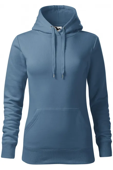 Felpa donna con cappuccio senza zip - denim, S