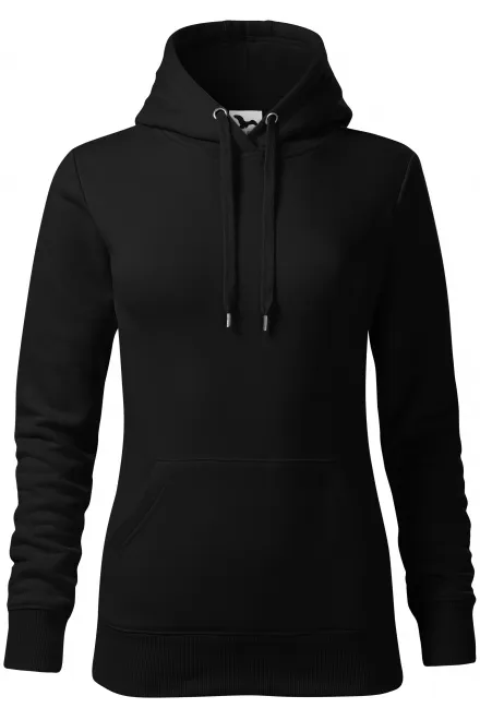 Felpa donna con cappuccio senza zip - nero, S
