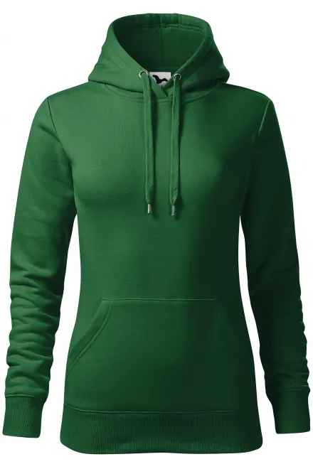 Felpa donna con cappuccio senza zip - verde bottiglia, S