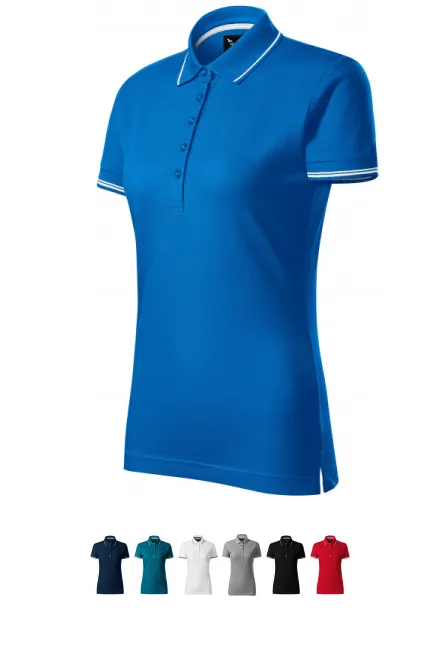 Polo da donna a maniche corte, oceano blu
