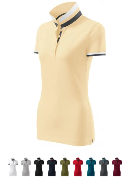Polo da donna con colletto alzato, vaniglia