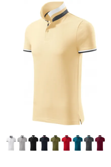 Polo da uomo con colletto alzato, vaniglia