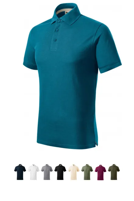 Polo da uomo in cotone biologico, petrol blue
