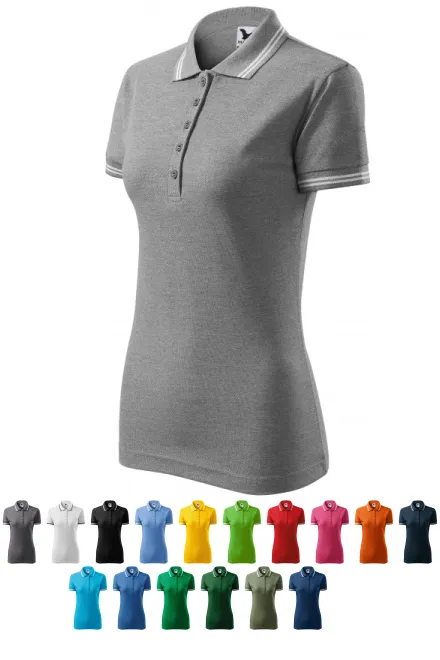 Polo donna a contrasto, marmo grigio scuro