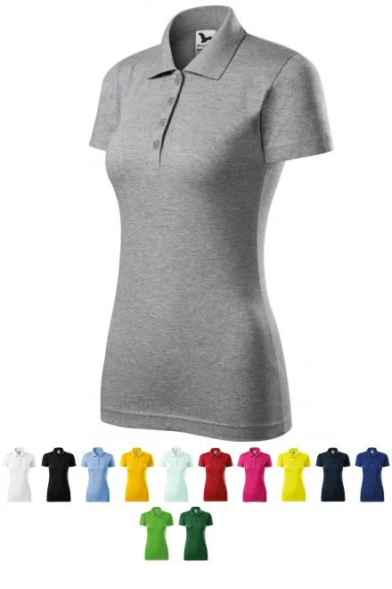 Polo donna slim fit, marmo grigio scuro