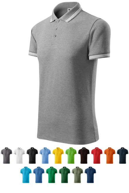 Polo uomo a contrasto, marmo grigio scuro