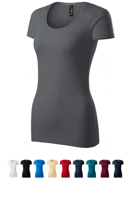 T-shirt da donna con cuciture decorative, grigio chiaro