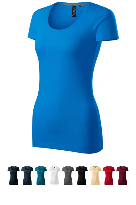 T-shirt da donna con cuciture decorative, oceano blu