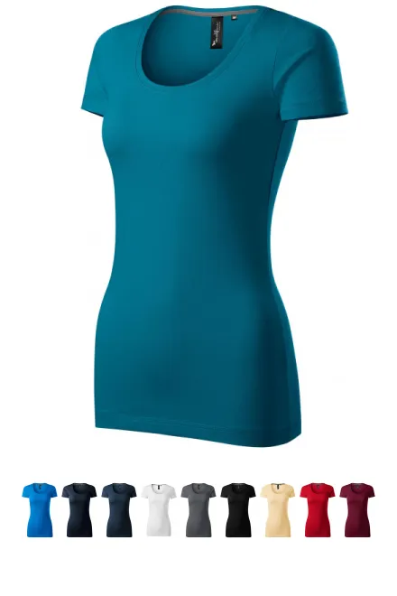 T-shirt da donna con cuciture decorative, petrol blue