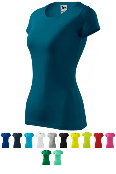 T-shirt da donna slim fit, petrol blue