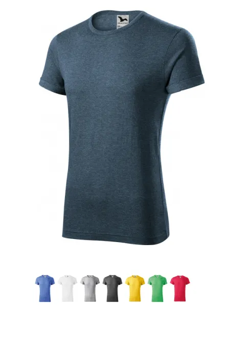 T-shirt da uomo con maniche arrotolate, marmo denim scuro