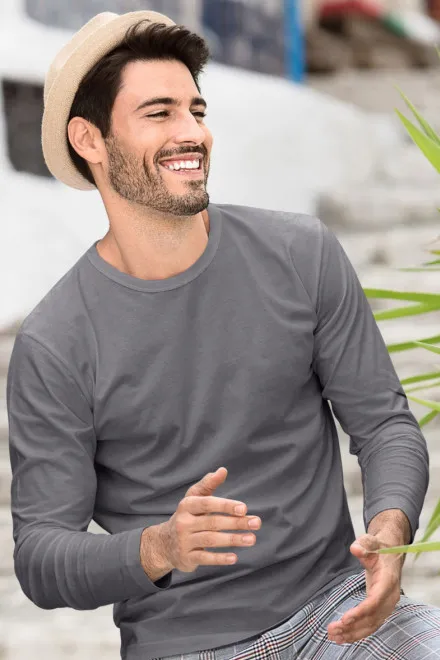 Maglietta a manica lunga da uomo, grigio acciaio