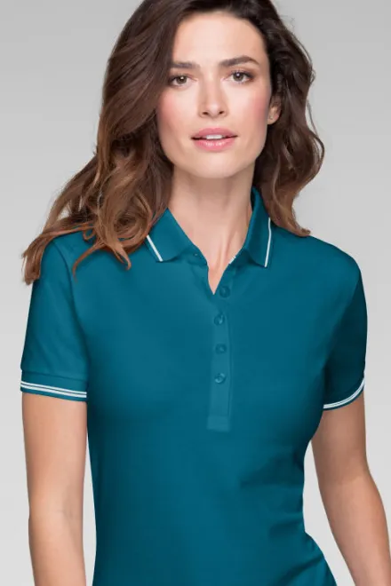 Polo da donna a maniche corte, petrol blue