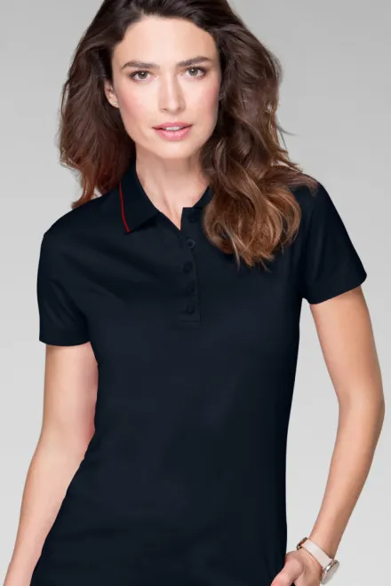 Polo donna elegante mercerizzata, blu scuro