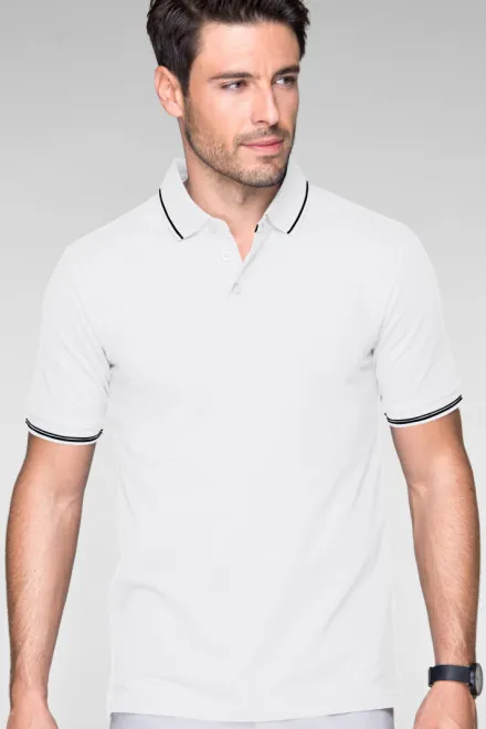 Polo uomo a contrasto, bianco