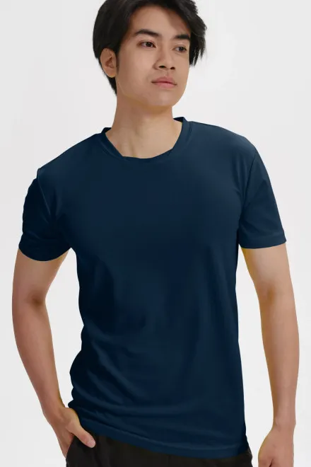 T-shirt con scollo asimmetrico, blu scuro