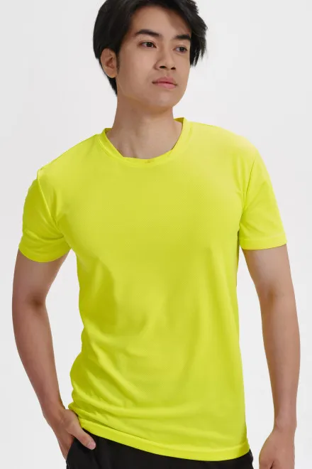T-shirt con scollo asimmetrico, giallo neon