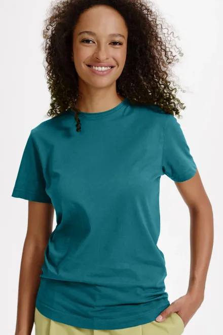 T-shirt da donna in cotone biologico, petrol blue