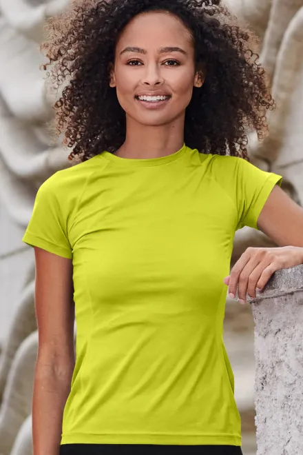 T-shirt da donna per lo sport, giallo neon