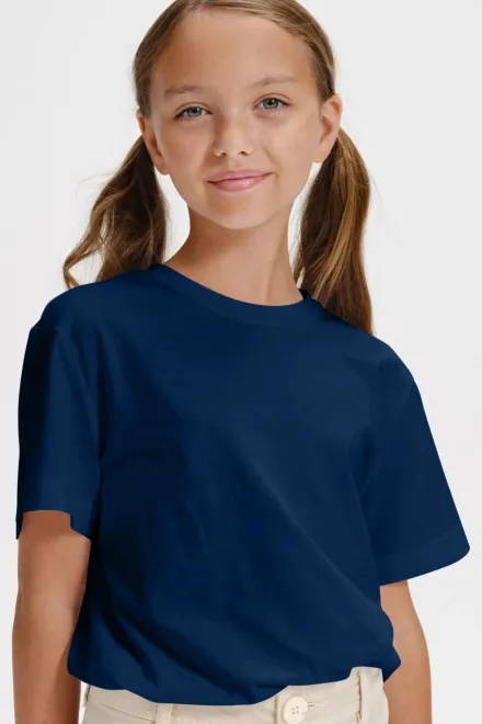 T-shirt semplice per bambini, blu notte