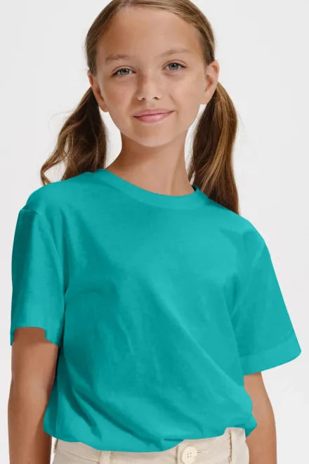 T-shirt semplice per bambini, verde smeraldo