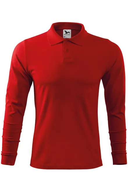 Polo a manica lunga da uomo - rosso, XL