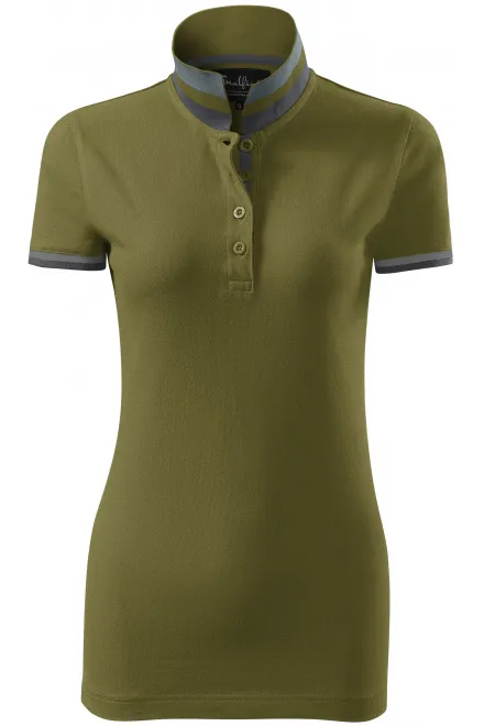 Polo da donna con colletto alzato - avocado, XL