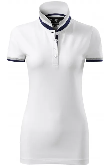 Polo da donna con colletto alzato - bianco, XL
