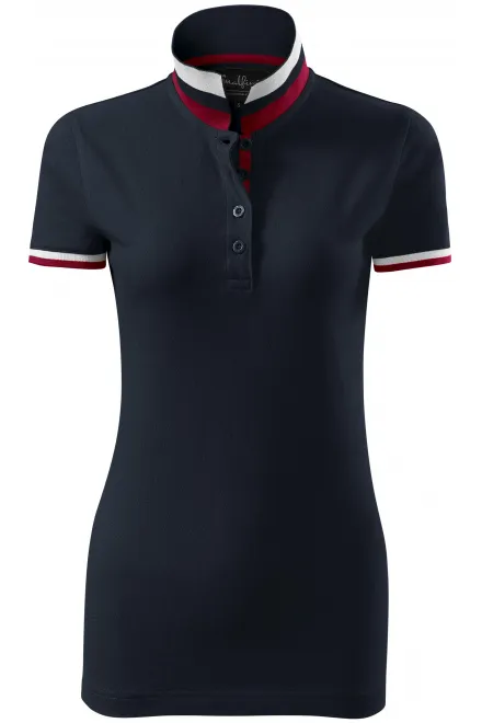 Polo da donna con colletto alzato - blu scuro, XL