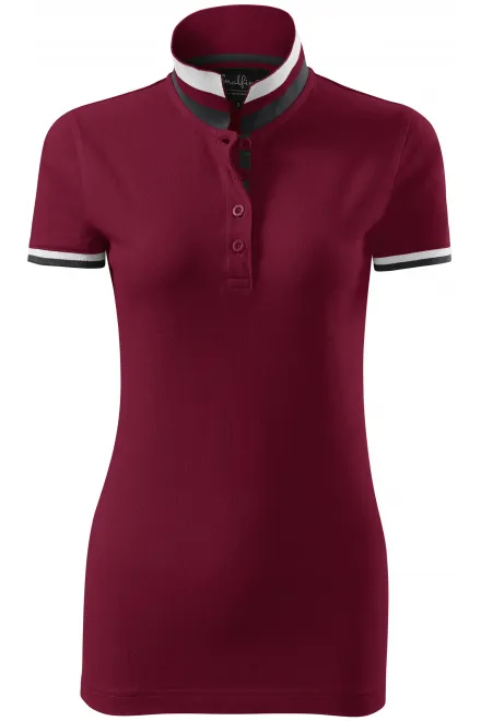 Polo da donna con colletto alzato - garnet, XL