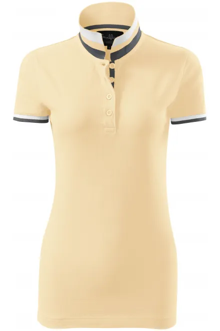 Polo da donna con colletto alzato - vaniglia, XL
