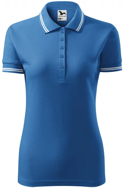 Polo donna a contrasto - azzurro, S
