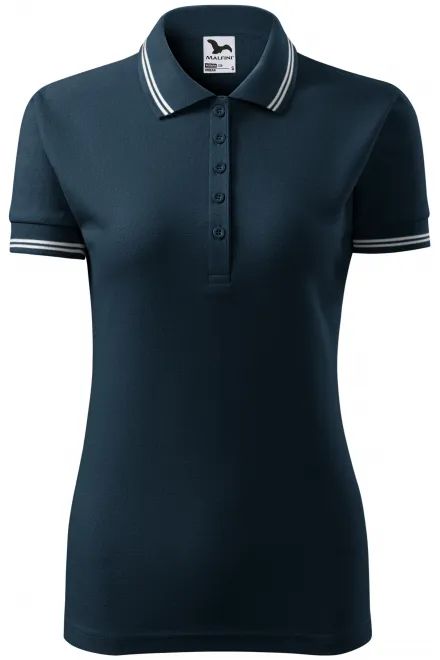 Polo donna a contrasto - blu scuro, S