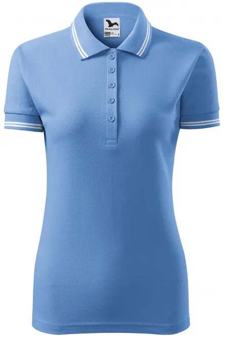 Polo donna a contrasto - cielo blu, S
