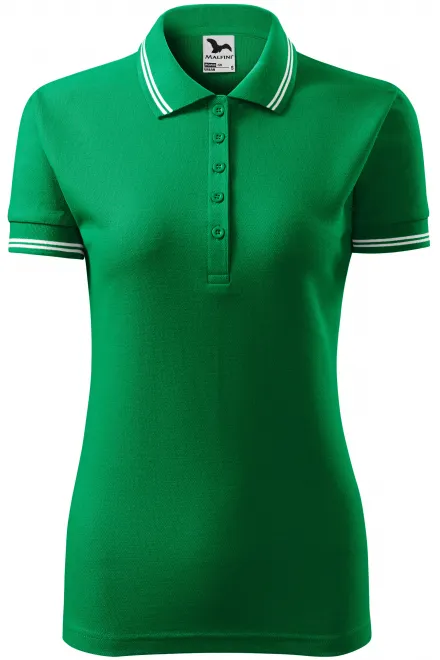Polo donna a contrasto - erba verde, S