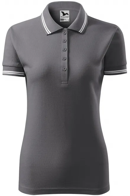 Polo donna a contrasto - grigio acciaio, S
