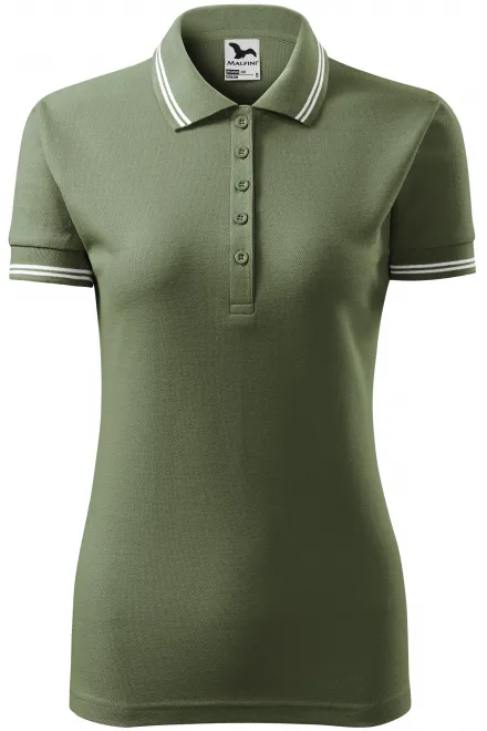 Polo donna a contrasto - khaki, S