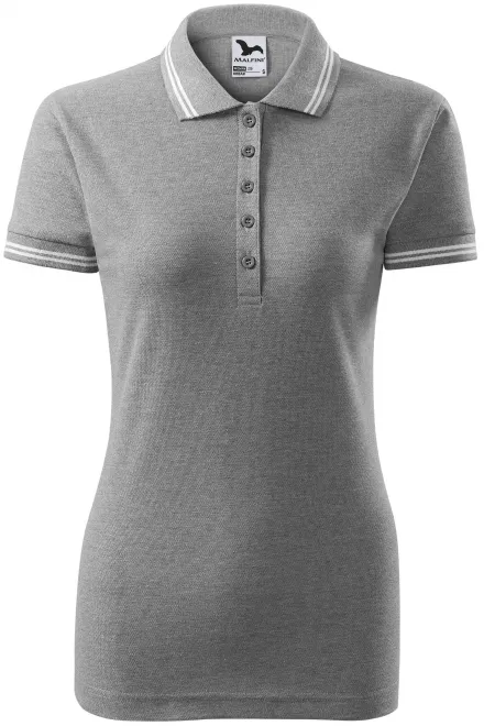 Polo donna a contrasto - marmo grigio scuro, S