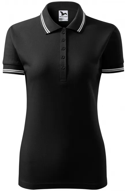 Polo donna a contrasto - nero, S