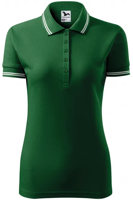Polo donna a contrasto - verde bottiglia, S
