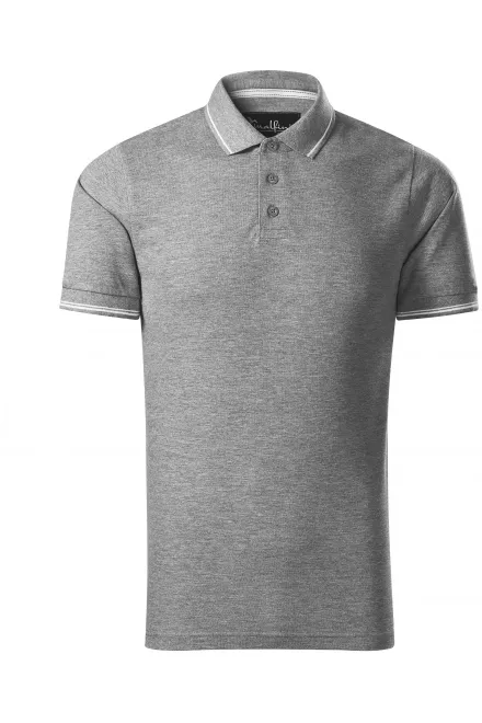 Polo uomo a contrasto - marmo grigio scuro, 2XL