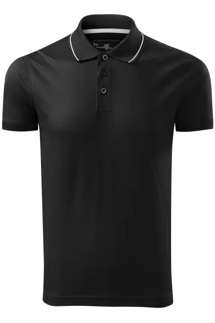 Polo uomo elegante mercerizzata - nero, XL