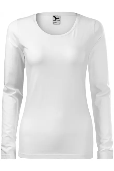 T-shirt aderente da donna con maniche lunghe - bianco, XS