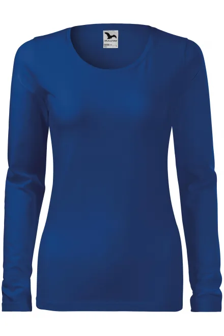 T-shirt aderente da donna con maniche lunghe - blu reale, XS